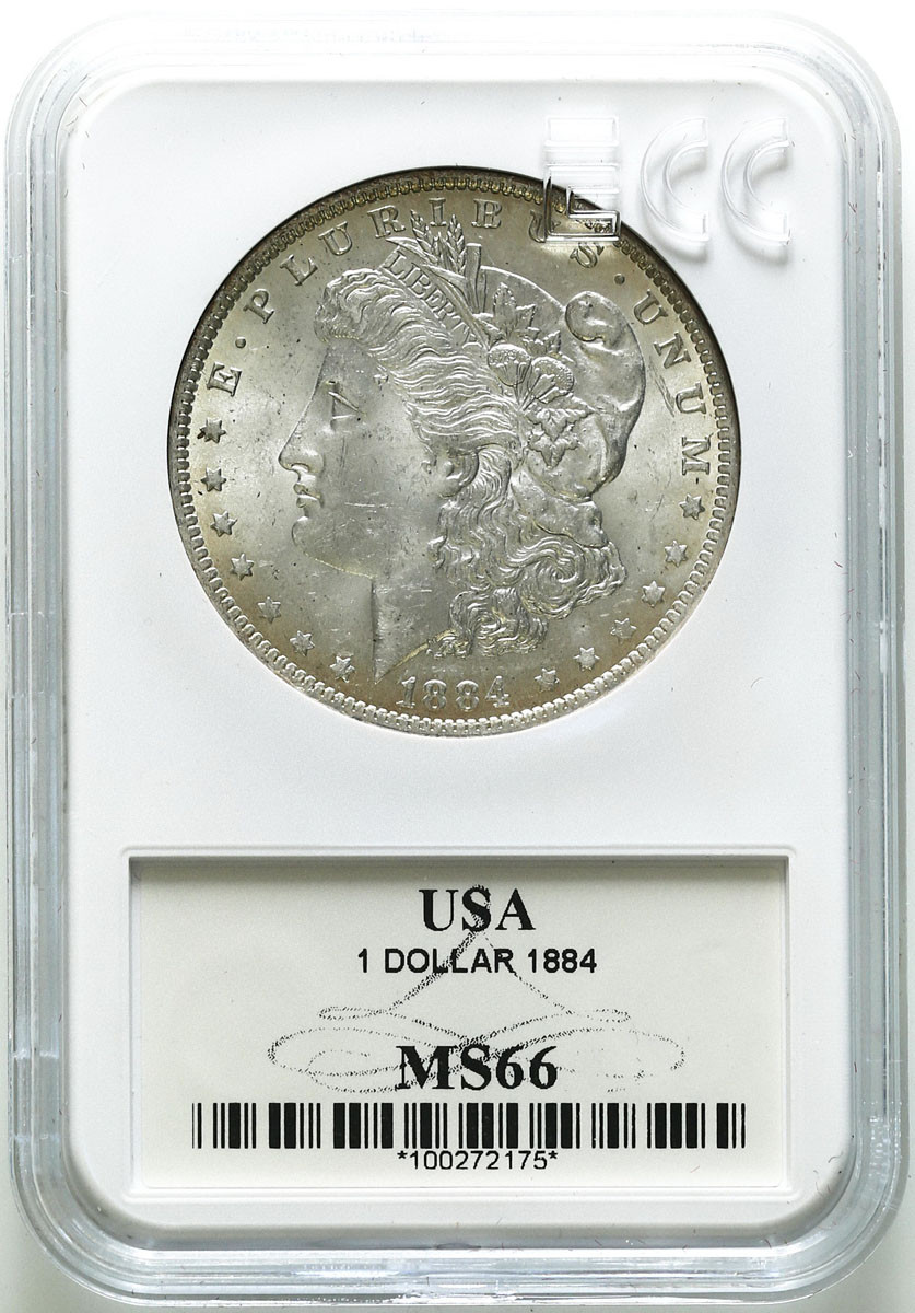 USA. Dolar 1884 O, Nowy Orlean GCN MS66
